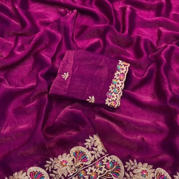 SATIN SAREE - Picture 6 of 12